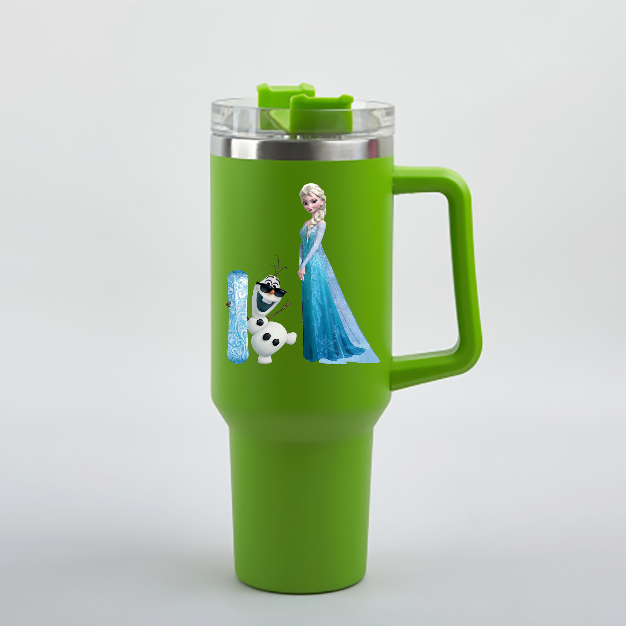 （画像用） アナと雪の女王 アンナ エルサ Frozen Anna Elsa 1200mL車用タンブラー - クリスタルステッカー（プラスチックストロー付き）